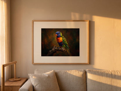 Retrato de pájaro estilo óleo clásico en una habitación