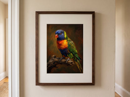 Retrato de pájaro estilo óleo clásico en una habitación
