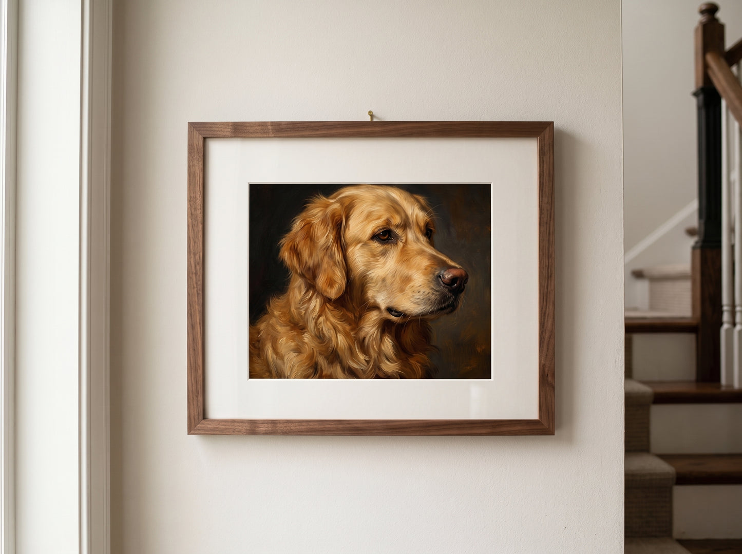Retrato de perro estilo óleo clásico en una habitación