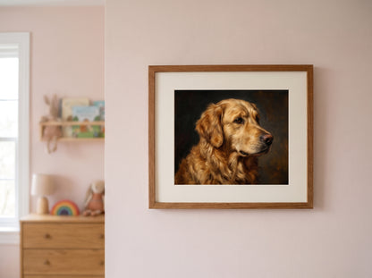 Retrato de perro estilo óleo clásico en una habitación